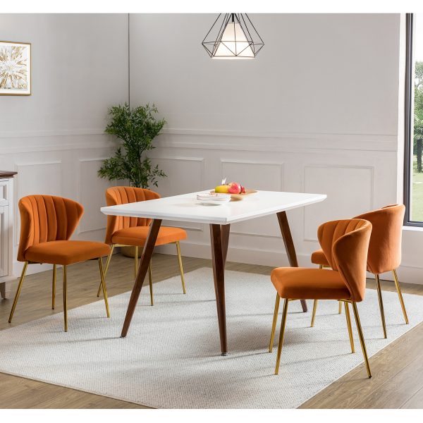 Luna Orange Velvet Channel Tufted Accent Side Chair