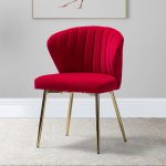 Luna Red Velvet Channel Tufted Accent Side Chair 7 Luna Red Velvet Channel Tufted Accent Side Chair