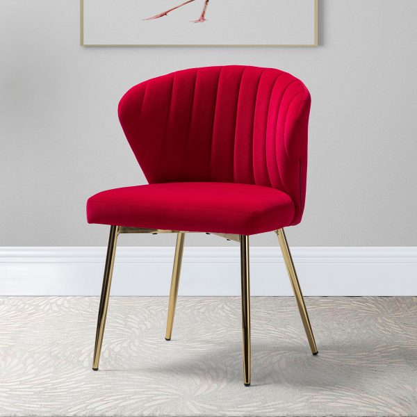Luna Red Velvet Channel Tufted Accent Side Chair 1
