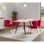 Luna Red Velvet Channel Tufted Accent Side Chair 6 Luna Red Velvet Channel Tufted Accent Side Chair