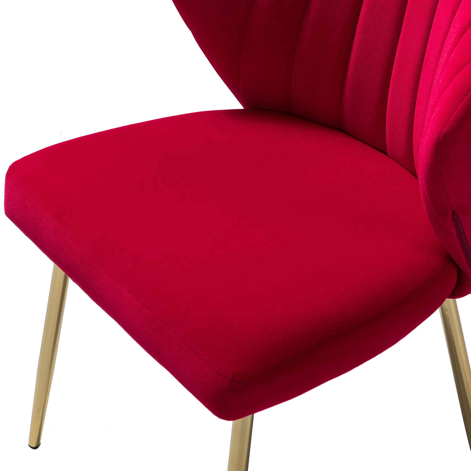 Luna Red Velvet Channel Tufted Accent Side Chair 5 Luna Red Velvet Channel Tufted Accent Side Chair - Image 5