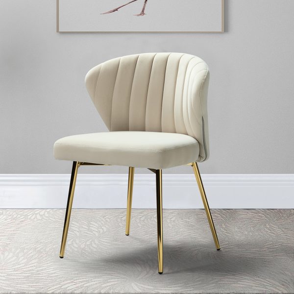 Luna Tan Velvet Channel Tufted Contemporary Accent Side Chair 1