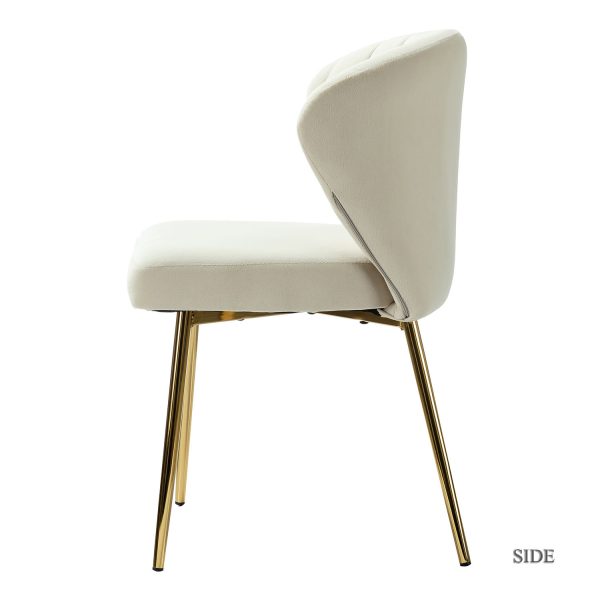 Luna Tan Velvet Channel Tufted Contemporary Accent Side Chair 2