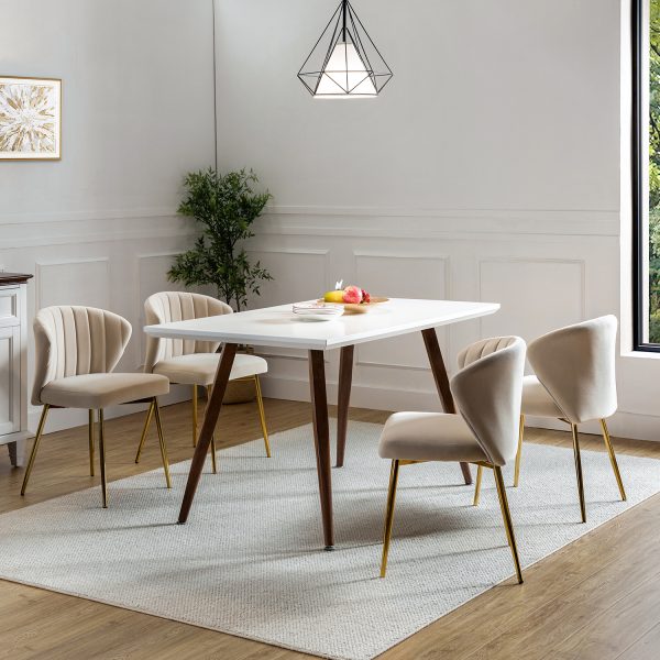 Luna Tan Velvet Channel Tufted Contemporary Accent Side Chair