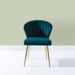 Luna Teal Velvet Channel Tufted Metal Leg Side Chair 7 Luna Teal Velvet Channel Tufted Metal Leg Side Chair