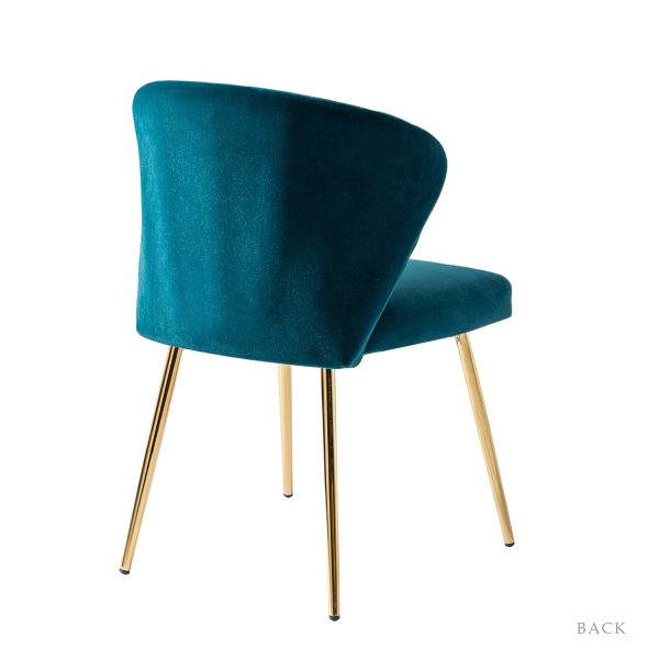 Luna Teal Velvet Channel Tufted Metal Leg Side Chair 3