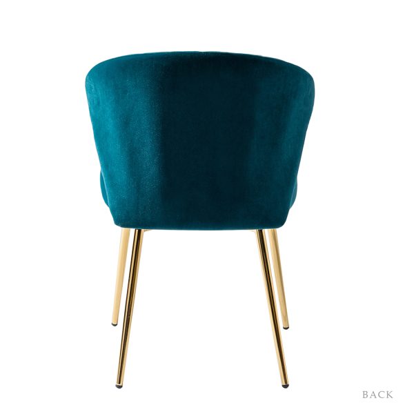 Luna Teal Velvet Channel Tufted Metal Leg Side Chair 4