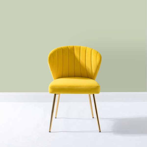 Luna Yellow Velvet Channel Tufted Accent Side Chair 1