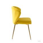 Luna Yellow Velvet Channel-Tufted Accent Side Chair 8 Luna Yellow Velvet Channel-Tufted Accent Side Chair