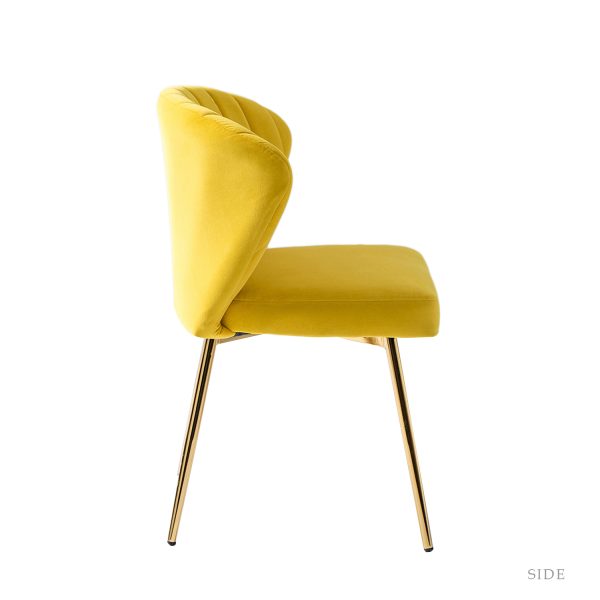 Luna Yellow Velvet Channel Tufted Accent Side Chair 2