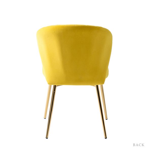 Luna Yellow Velvet Channel Tufted Accent Side Chair 4