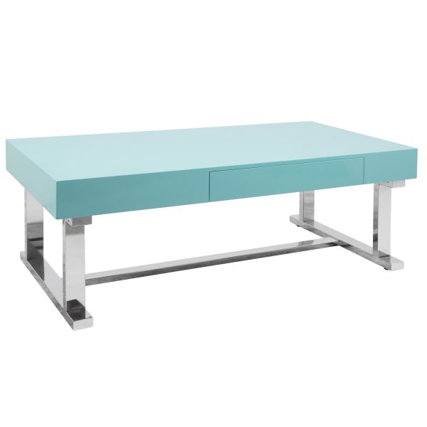 Luster Contemporary Light Blue Gloss Coffee Table with Drawer 2