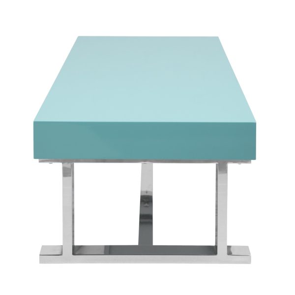 Luster Contemporary Light Blue Gloss Coffee Table with Drawer 3