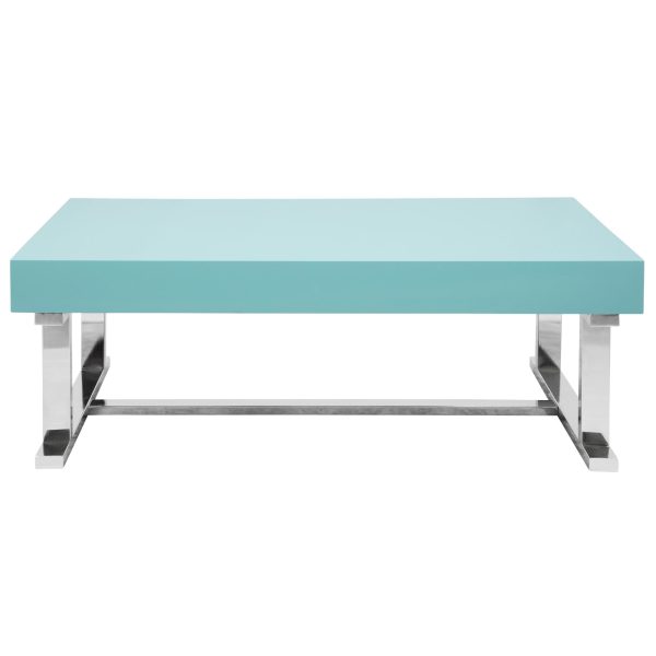 Luster Contemporary Light Blue Gloss Coffee Table with Drawer 5