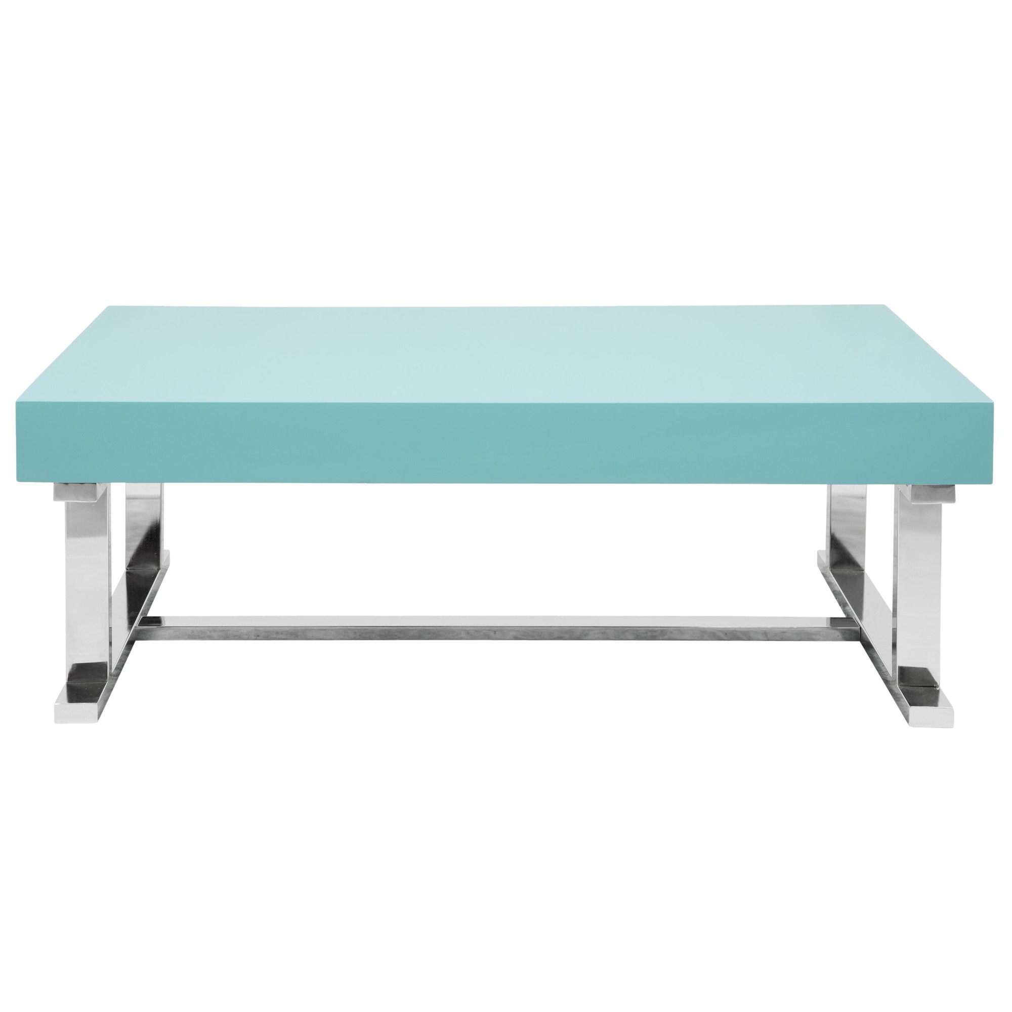 Luster Contemporary Light Blue Gloss Coffee Table with Drawer 6 Luster Contemporary Light Blue Gloss Coffee Table with Drawer - Image 6