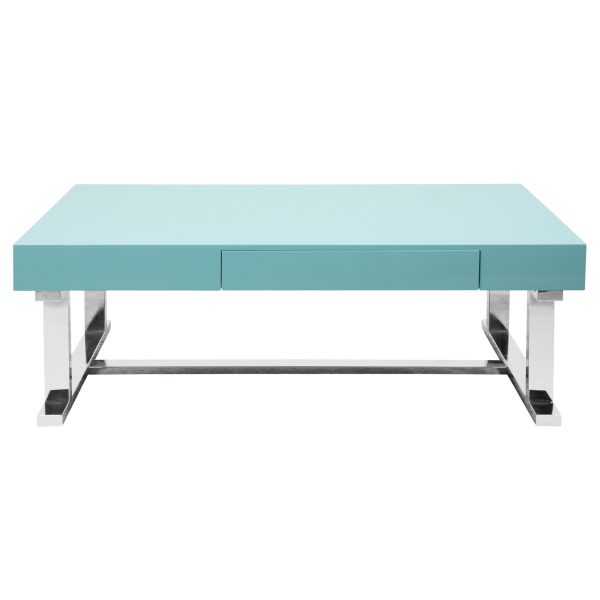 Luster Contemporary Light Blue Gloss Coffee Table with Drawer 6