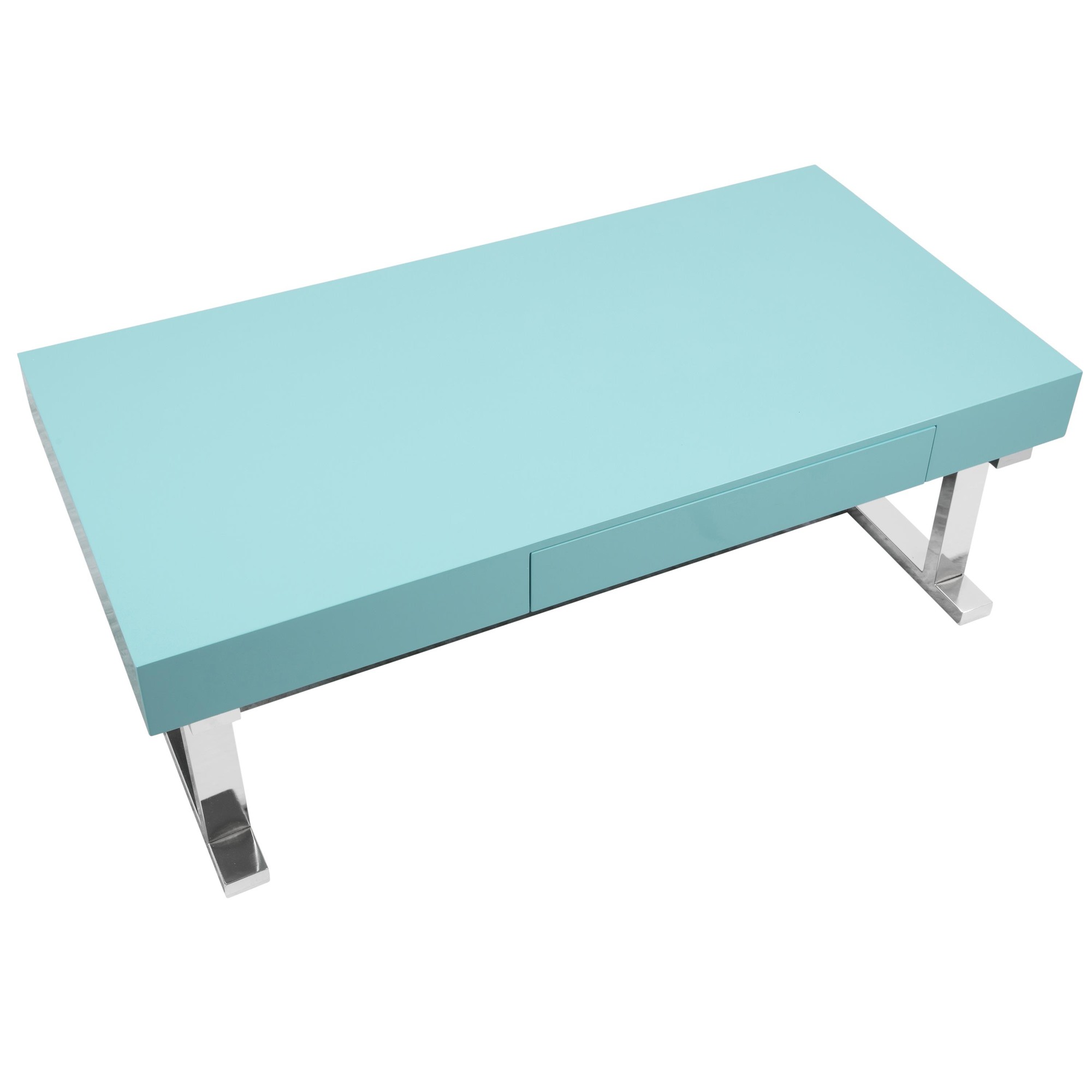 Luster Contemporary Light Blue Gloss Coffee Table with Drawer 8 Luster Contemporary Light Blue Gloss Coffee Table with Drawer - Image 8