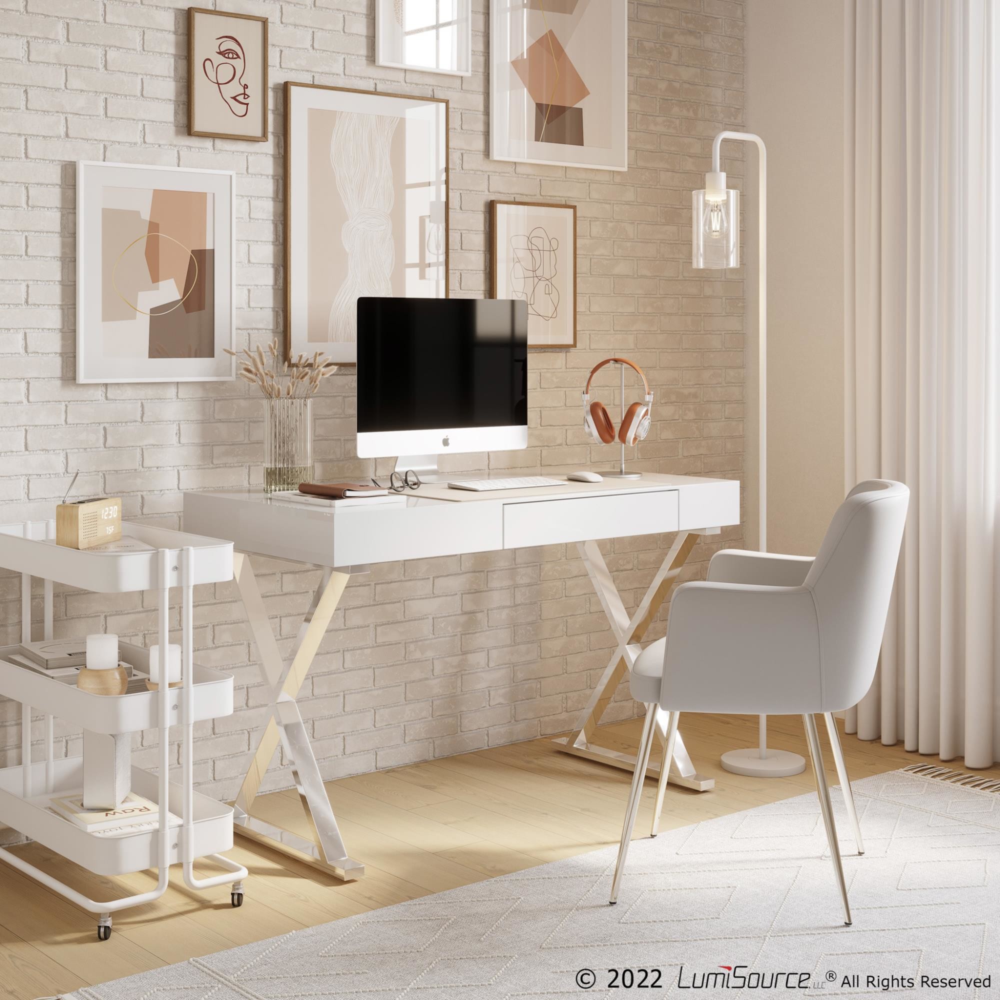 Luster Contemporary White Gloss Desk with Chrome Legs 5 Luster Contemporary White Gloss Desk with Chrome Legs - Image 5