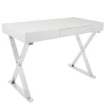 Luster Contemporary White Gloss Desk with Chrome Legs 18 Luster Contemporary White Gloss Desk with Chrome Legs