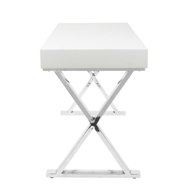 Luster Contemporary White Gloss Desk with Chrome Legs 6