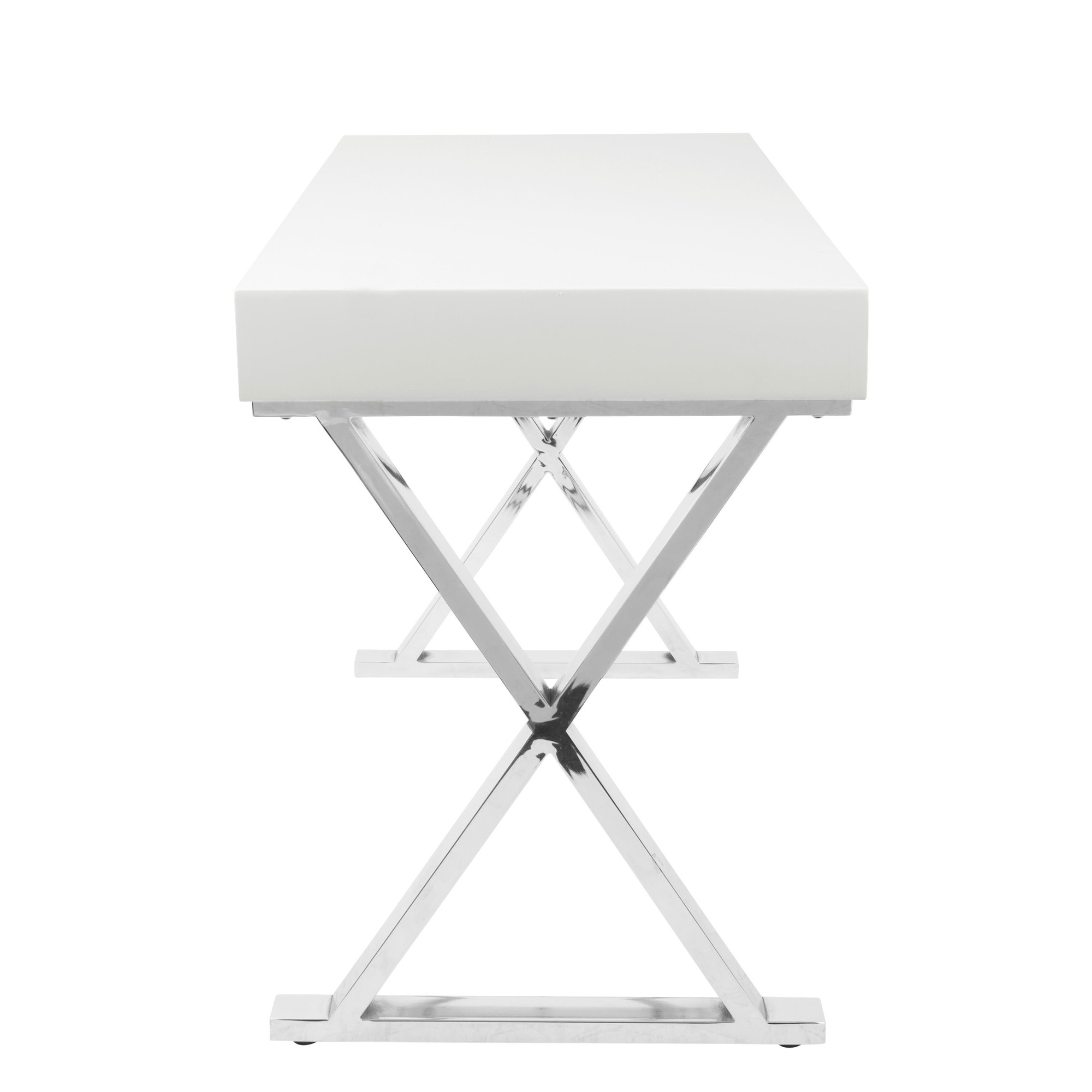 Luster Contemporary White Gloss Desk with Chrome Legs 7 Luster Contemporary White Gloss Desk with Chrome Legs - Image 7
