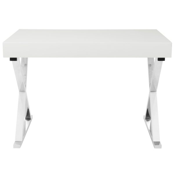 Luster Contemporary White Gloss Desk with Chrome Legs 8