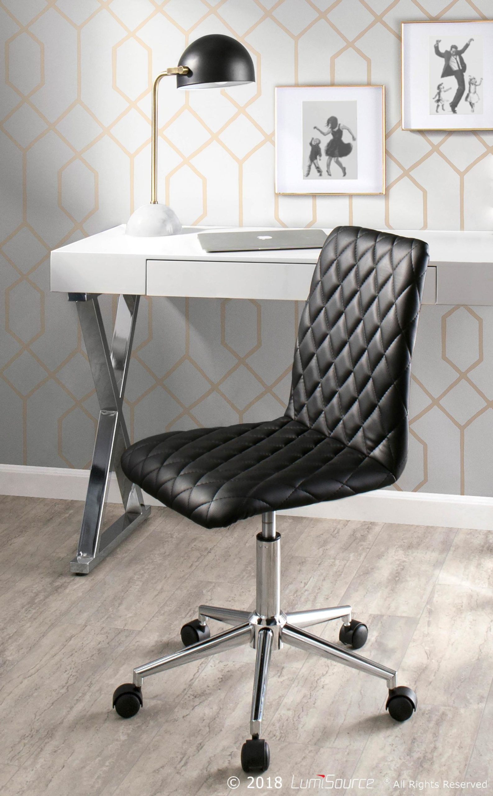 Luster Contemporary White Gloss Desk with Chrome Legs 1 Luster Contemporary White Gloss Desk with Chrome Legs