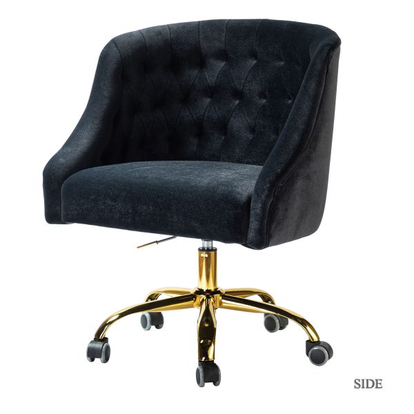 Lydia Black Velvet Modern Adjustable Swivel Task Chair