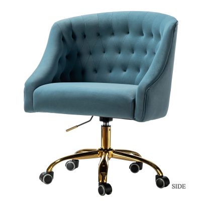 Lydia Blue Velvet Modern Swivel Adjustable Height Task Chair