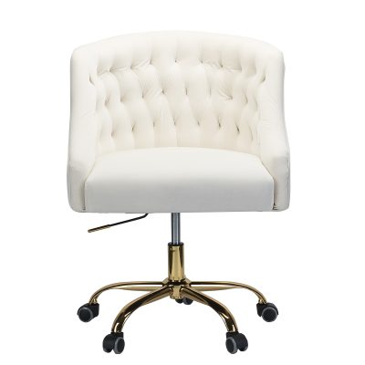 Lydia Ivory Velvet Modern Swivel Adjustable Height Task Chair