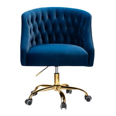 Lydia Navy Velvet Swivel Adjustable Height Task Chair