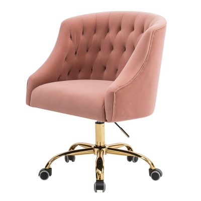 Lydia Pink Velvet Swivel Task Chair Modern Home Office