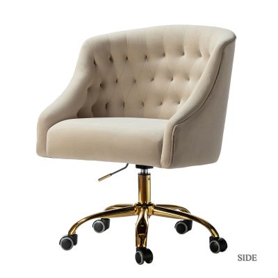 Lydia Tan Velvet Swivel Task Chair Adjustable Height Modern Office