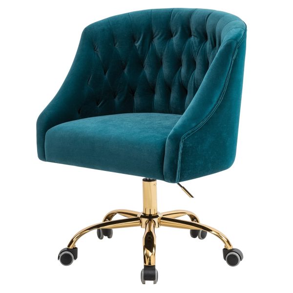 Lydia Teal Velvet Swivel Adjustable Modern Task Chair