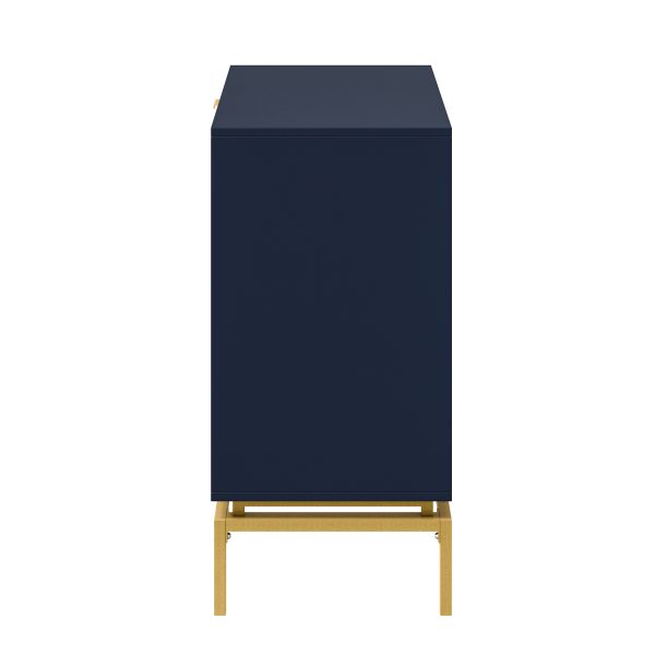Lydon Navy Mid Century Embossed 3 Drawer Accent Chest Side Table 2