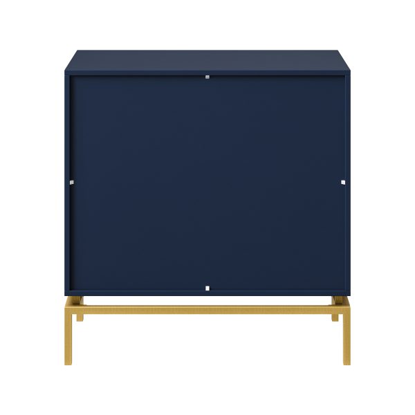 Lydon Navy Mid Century Embossed 3 Drawer Accent Chest Side Table 3