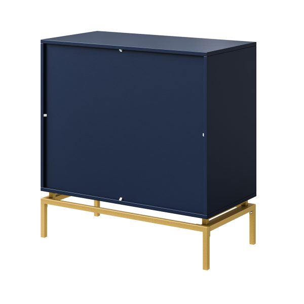 Lydon Navy Mid Century Embossed 3 Drawer Accent Chest Side Table 4