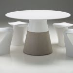 MALDIVES White Round Solid Surface Concrete Base Dining Table 8 MALDIVES White Round Solid Surface Concrete Base Dining Table
