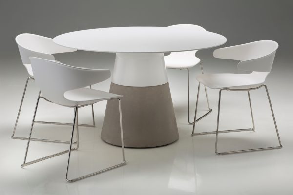 MALDIVES White Round Solid Surface Concrete Base Dining Table 2 2