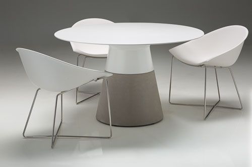 MALDIVES White Round Solid Surface Concrete Base Dining Table 4 MALDIVES White Round Solid Surface Concrete Base Dining Table - Image 4