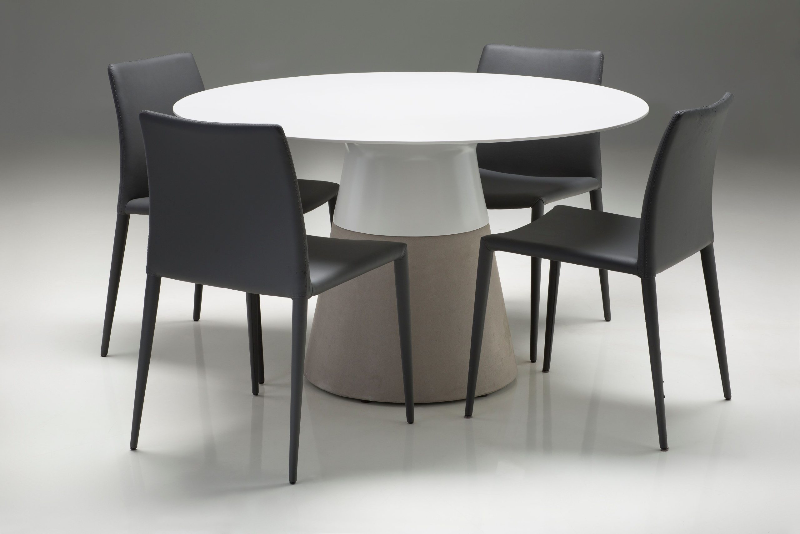 MALDIVES White Round Solid Surface Concrete Base Dining Table 5 MALDIVES White Round Solid Surface Concrete Base Dining Table - Image 5