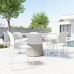MALDIVES White Round Solid Surface Concrete Base Dining Table 12 MALDIVES White Round Solid Surface Concrete Base Dining Table