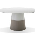 MALDIVES White Round Solid Surface Concrete Base Dining Table 7 MALDIVES White Round Solid Surface Concrete Base Dining Table