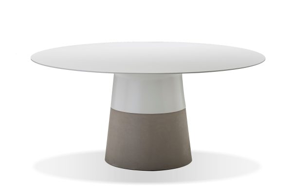 MALDIVES White Round Solid Surface Concrete Base Dining Table 7