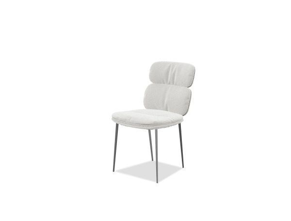 MALIA Eggshell Fabric Dining Chair Black Metal Base 2