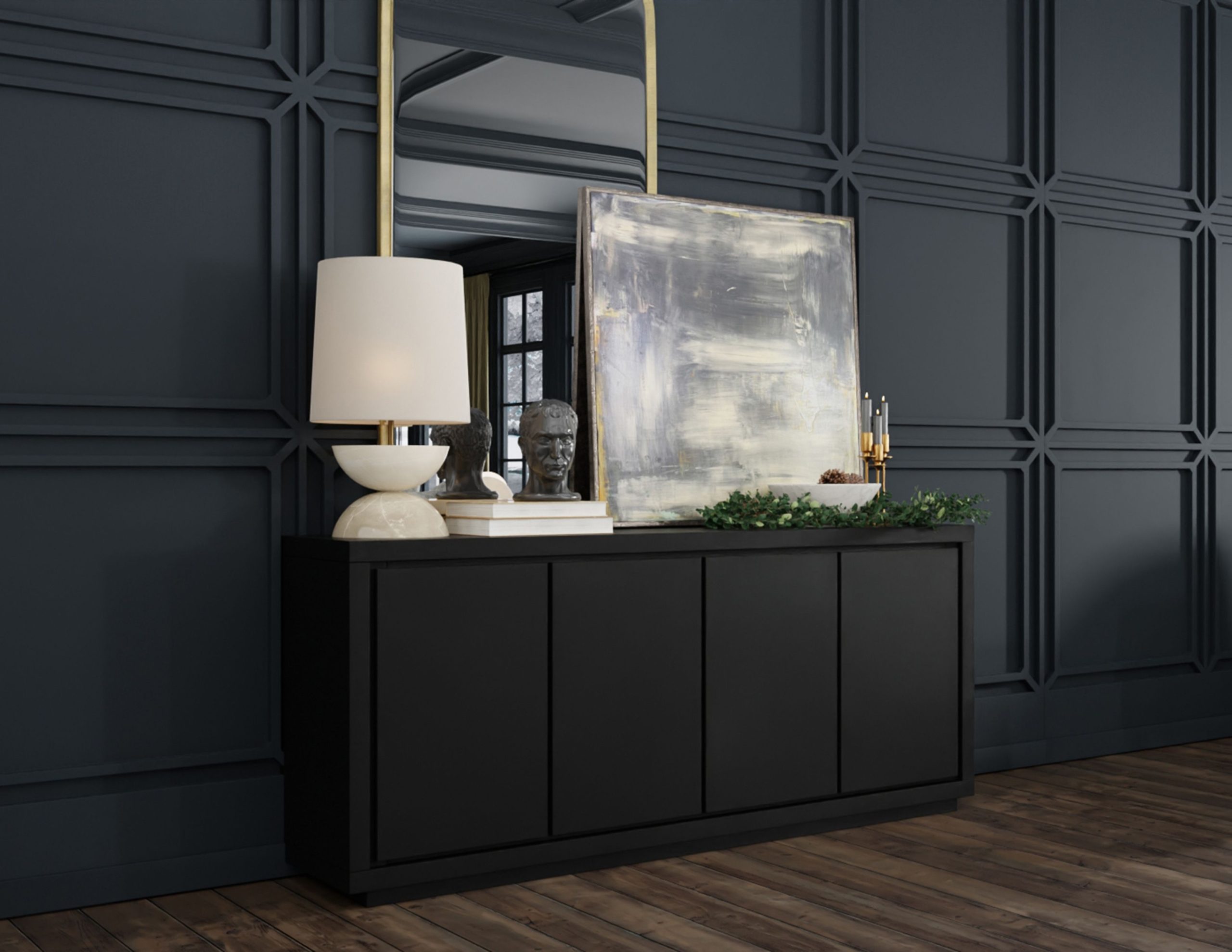 MAZE Matte Black 4-Door Buffet 6 MAZE Matte Black 4-Door Buffet - Image 6