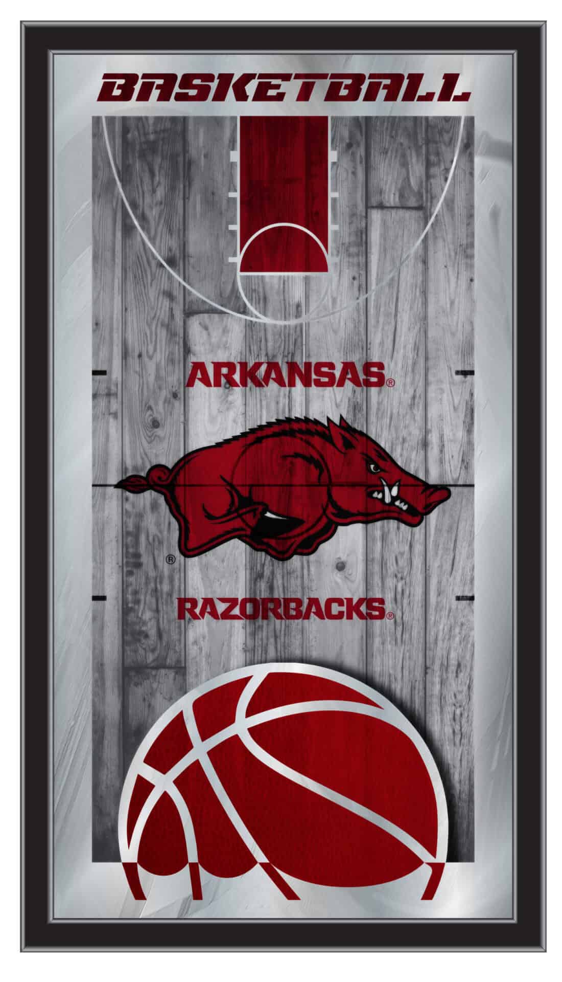 University of Arkansas 15x26 Basketball Wall Mirror 1 University of Arkansas 15x26 Basketball Wall Mirror