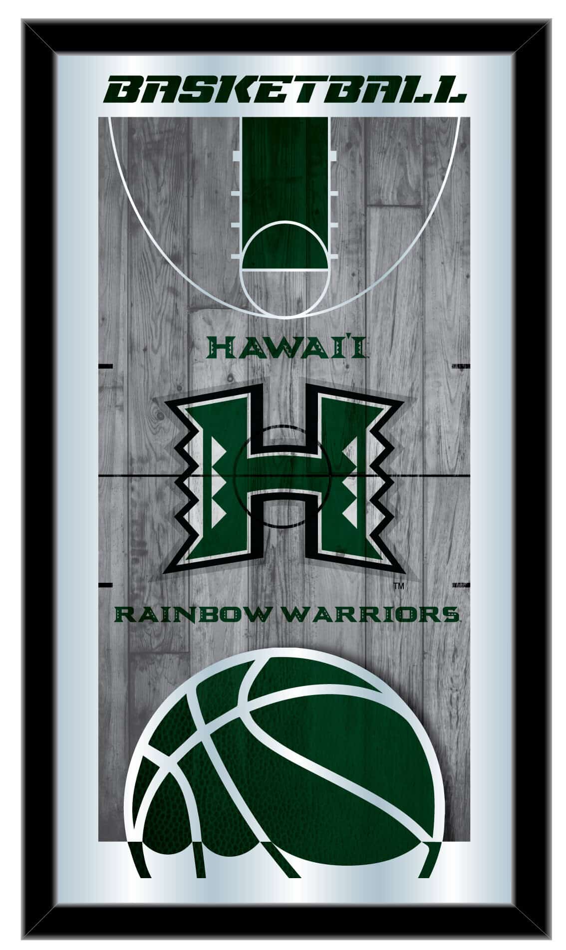 University of Hawaii 15x26 Basketball Wall Mirror 1 University of Hawaii 15x26 Basketball Wall Mirror