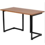 Modern Black Metal Computer Desk with Cherry Laminate Finish 3 Modern Black Metal Computer Desk with Cherry Laminate Finish