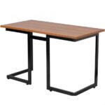 Modern Black Metal Computer Desk with Cherry Laminate Finish 4 Modern Black Metal Computer Desk with Cherry Laminate Finish